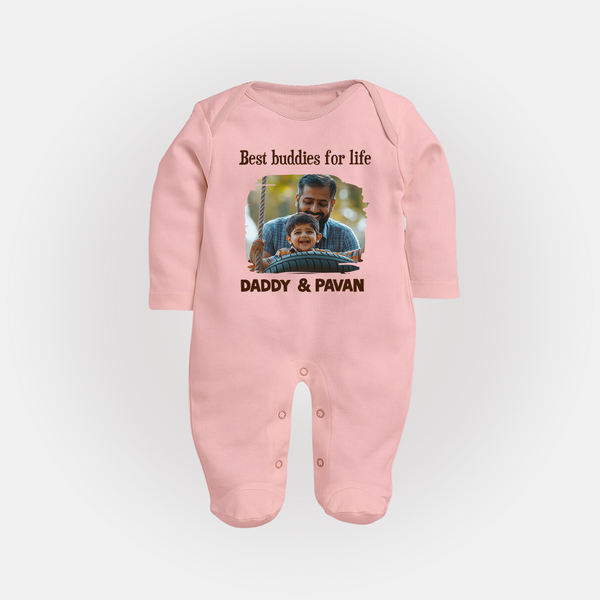 Custom Baby Full Body Suit My Daddy Is Awesome Print   - BABY PINK - New Born (Chest 7.5")