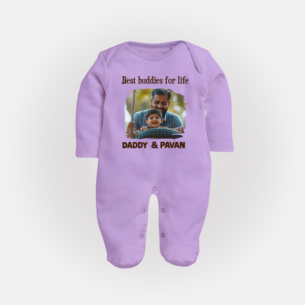 Custom Baby Full Body Suit My Daddy Is Awesome Print   - LILAC - New Born (Chest 7.5")