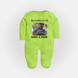 Custom Baby Full Body Suit My Daddy Is Awesome Print   - LIME GREEN - New Born (Chest 7.5")