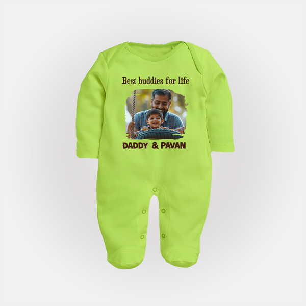 Custom Baby Full Body Suit My Daddy Is Awesome Print   - LIME GREEN - New Born (Chest 7.5")