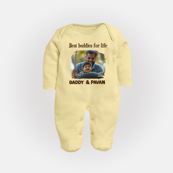 Custom Baby Full Body Suit My Daddy Is Awesome Print   - PASTEL YELLOW - New Born (Chest 7.5")