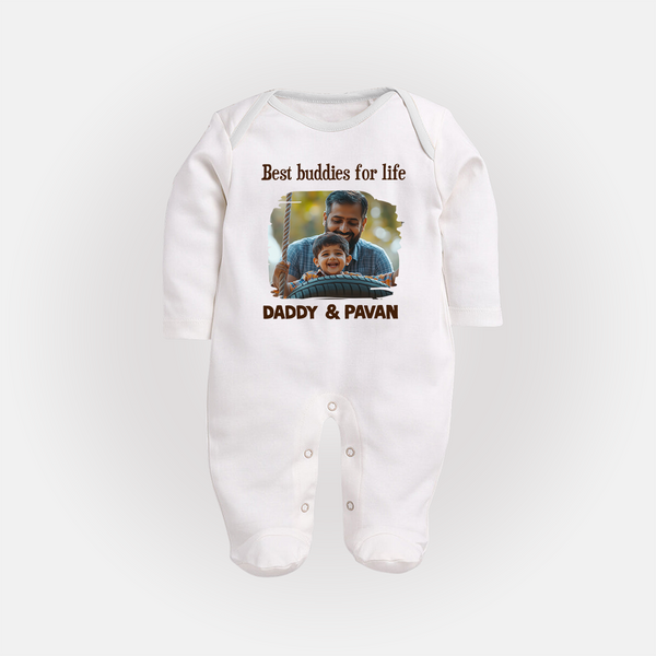 Custom Baby Full Body Suit My Daddy Is Awesome Print   - WHITE - New Born (Chest 7.5")