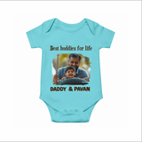 Custom Baby Romper – My Daddy Is Awesome Print  Onesie - ARCTIC BLUE - New Born (Chest 14")