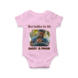 Custom Baby Romper – My Daddy Is Awesome Print  Onesie - BABY PINK - New Born (Chest 14")