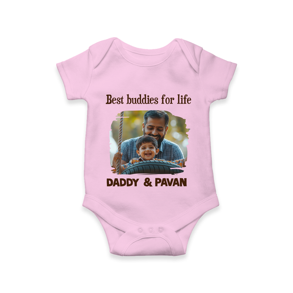 Custom Baby Romper – My Daddy Is Awesome Print  Onesie - BABY PINK - New Born (Chest 14")