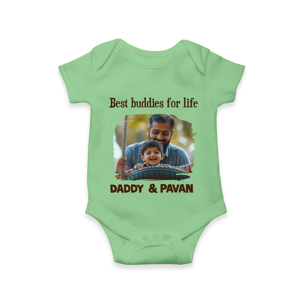 Custom Baby Romper – My Daddy Is Awesome Print  Onesie - GREEN - New Born (Chest 14")