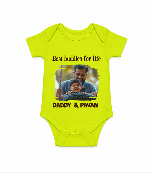 Custom Baby Romper – My Daddy Is Awesome Print  Onesie - LIME GREEN - New Born (Chest 14")