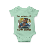 Custom Baby Romper – My Daddy Is Awesome Print  Onesie - MINT GREEN - New Born (Chest 14")