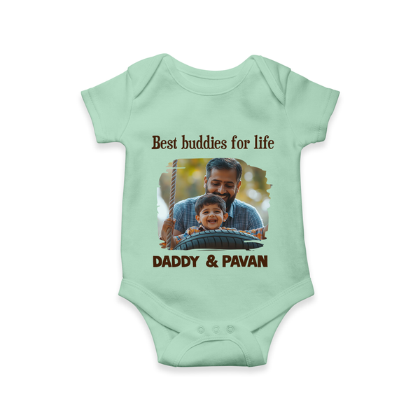 Custom Baby Romper – My Daddy Is Awesome Print  Onesie - MINT GREEN - New Born (Chest 14")