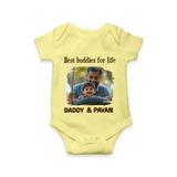 Custom Baby Romper – My Daddy Is Awesome Print  Onesie - PASTEL YELLOW - New Born (Chest 14")