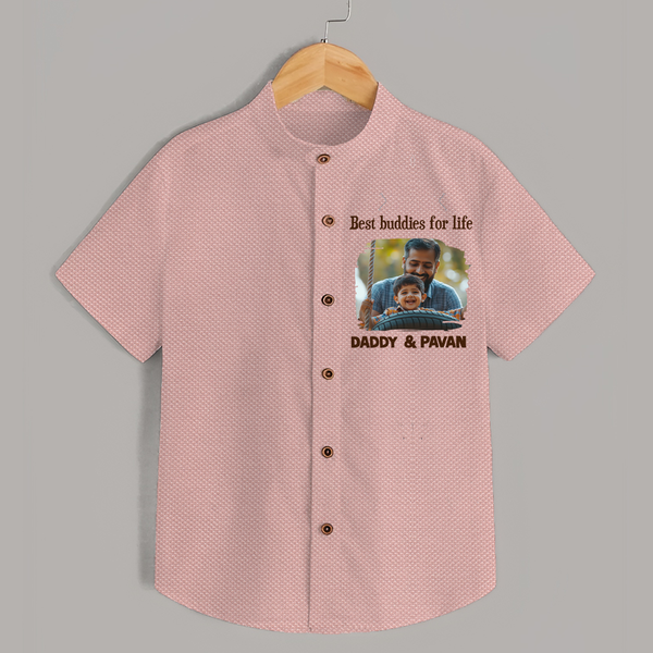 Custom Baby shirt My Daddy Is Awesome Print   - PEACH - 0 - 6 Months Old (Chest 23")