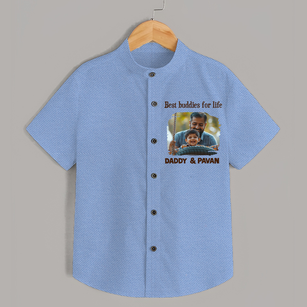 Custom Baby shirt My Daddy Is Awesome Print   - SKY BLUE - 0 - 6 Months Old (Chest 23")
