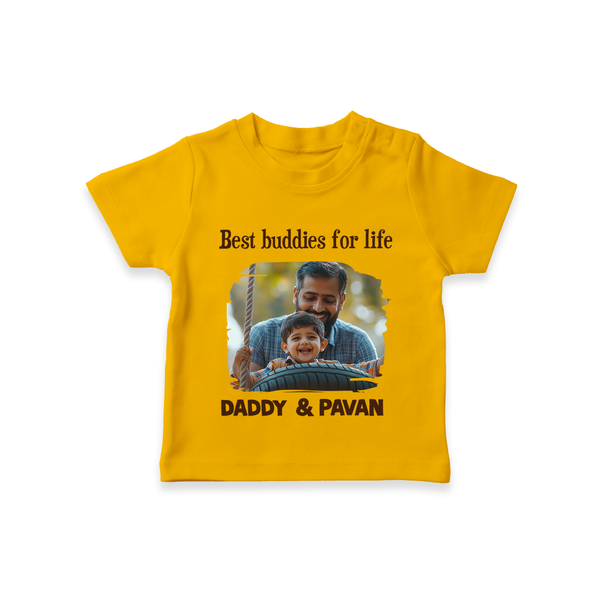 Custom Baby TSHIRT My Daddy Is Awesome Print   - CHROME YELLOW - 0-5 Months Old (Chest 17")