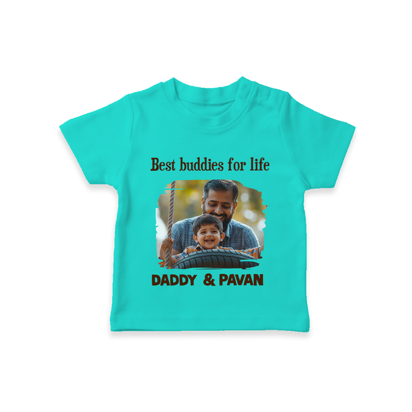 Custom Baby TSHIRT My Daddy Is Awesome Print   - TEAL - 0-5 Months Old (Chest 17")