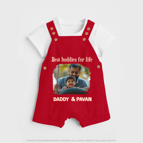 Custom Baby dungaree My Daddy Is Awesome Print   - RED - 0 - 5 Months Old (Chest 18")