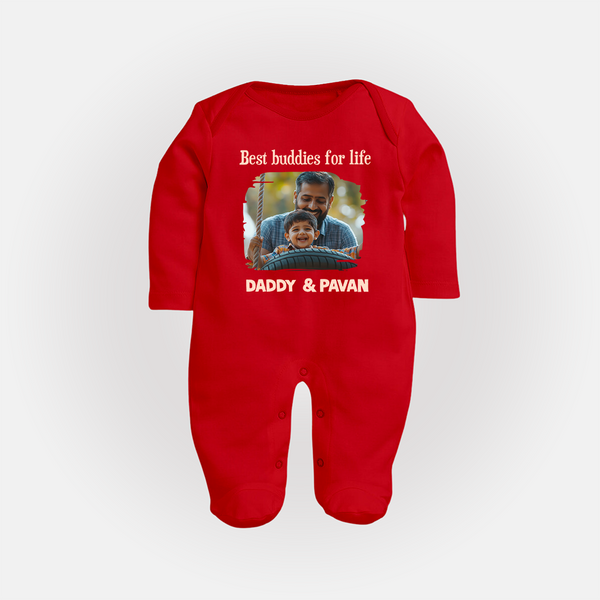 Custom Baby Full Body Suit My Daddy Is Awesome Print   - RED - New Born (Chest 7.5")