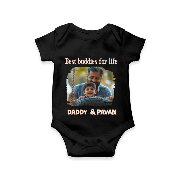 Custom Baby Romper – My Daddy Is Awesome Print  Onesie - BLACK - New Born (Chest 14")