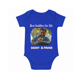 Custom Baby Romper – My Daddy Is Awesome Print  Onesie - COBALT BLUE - New Born (Chest 14")