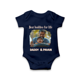 Custom Baby Romper – My Daddy Is Awesome Print  Onesie - NAVY BLUE - New Born (Chest 14")
