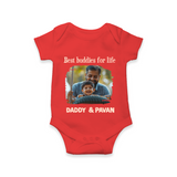 Custom Baby Romper – My Daddy Is Awesome Print  Onesie - RED - New Born (Chest 14")