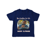 Custom Baby TSHIRT My Daddy Is Awesome Print   - NAVY BLUE - 0-5 Months Old (Chest 17")