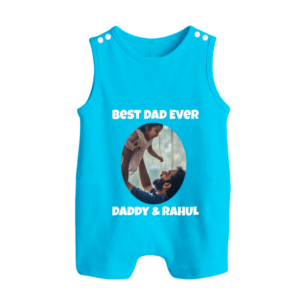 Personalized Baby Button Romper Daddy’s Little Princess Arctic  - SKY BLUE - New Born (Chest 18")