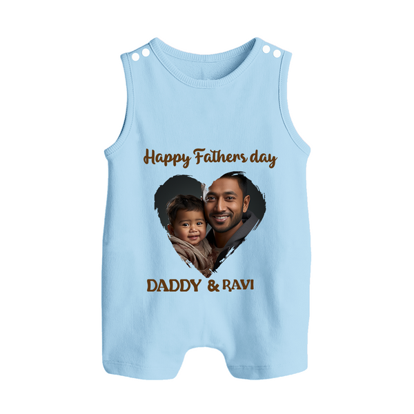 Custom Infant Button Romper  Best Dad Ever Printed   - BABY BLUE - New Born (Chest 18")