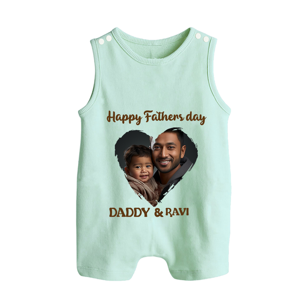 Custom Infant Button Romper  Best Dad Ever Printed   - MINT GREEN - New Born (Chest 18")