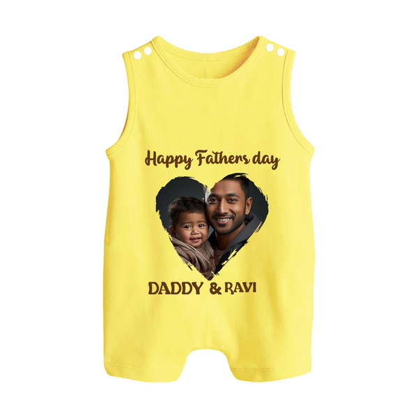 Custom Infant Button Romper  Best Dad Ever Printed   - PASTEL YELLOW - New Born (Chest 18")