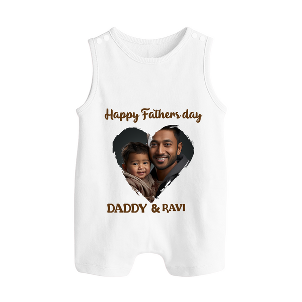 Custom Infant Button Romper  Best Dad Ever Printed   - WHITE - New Born (Chest 18")