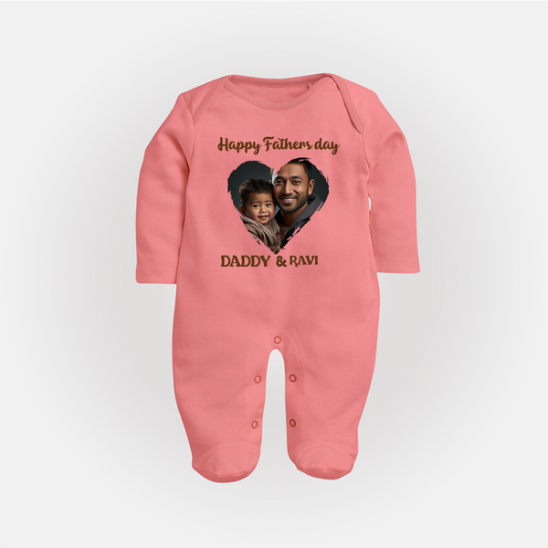 Custom Infant Full Body Suit  Best Dad Ever Printed   - PEACH - New Born (Chest 7.5")