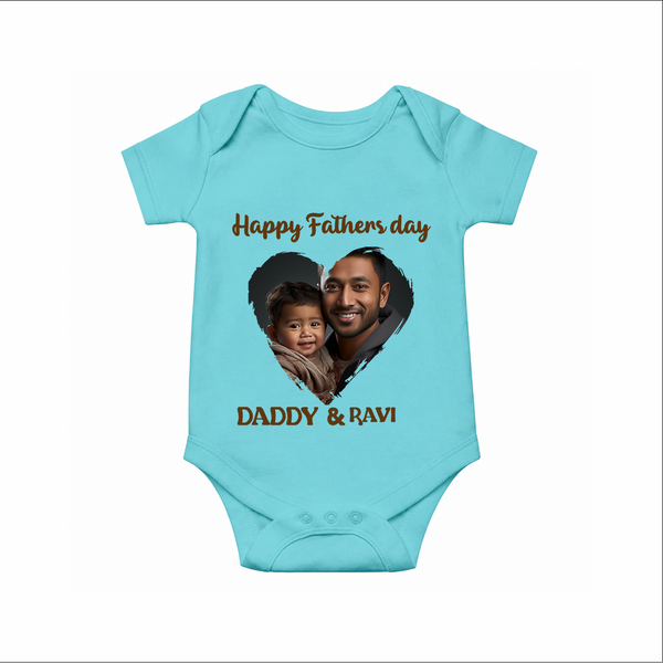 Custom Infant Romper – Best Dad Ever Printed  Onesie - ARCTIC BLUE - New Born (Chest 14")