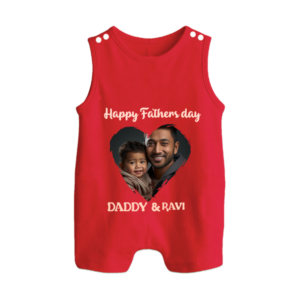 Custom Infant Button Romper  Best Dad Ever Printed   - RED - New Born (Chest 18")