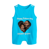 Custom Infant Button Romper  Best Dad Ever Printed   - SKY BLUE - New Born (Chest 18")