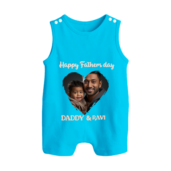 Custom Infant Button Romper  Best Dad Ever Printed   - SKY BLUE - New Born (Chest 18")
