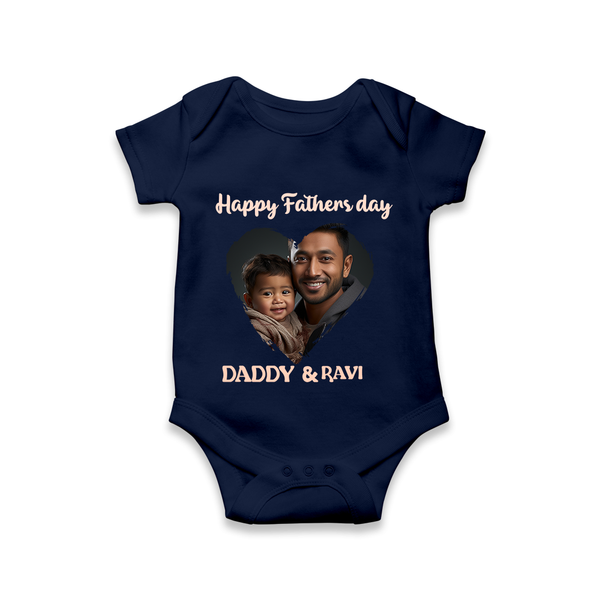 Custom Infant Romper – Best Dad Ever Printed  Onesie - NAVY BLUE - New Born (Chest 14")