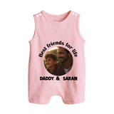 Personalized Baby Button Romper Dad You Are My Hero   - BABY PINK - New Born (Chest 18")