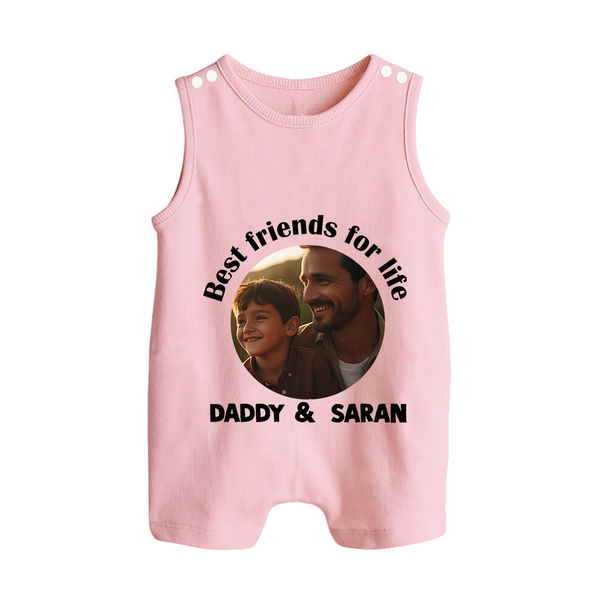 Personalized Baby Button Romper Dad You Are My Hero   - BABY PINK - New Born (Chest 18")