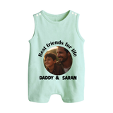 Personalized Baby Button Romper Dad You Are My Hero   - MINT GREEN - New Born (Chest 18")