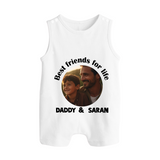 Personalized Baby Button Romper Dad You Are My Hero   - WHITE - New Born (Chest 18")