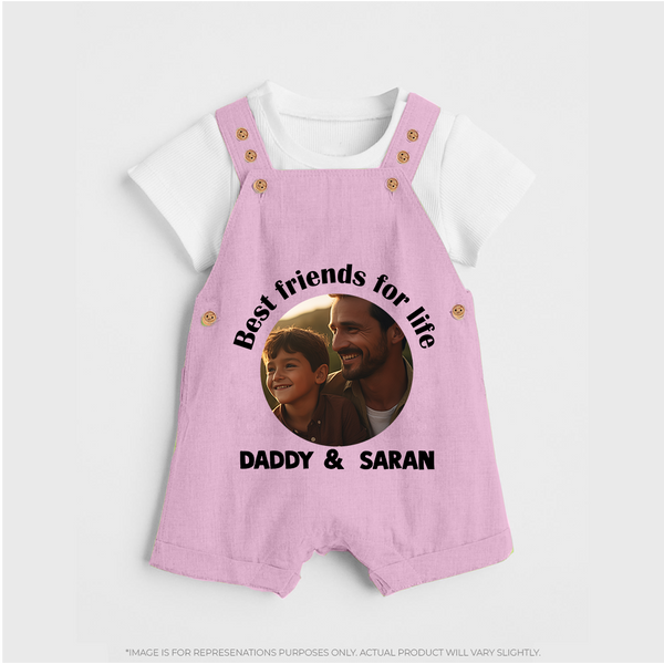Personalized Baby dungaree Dad You Are My Hero   - BABY PINK - 0 - 5 Months Old (Chest 18")