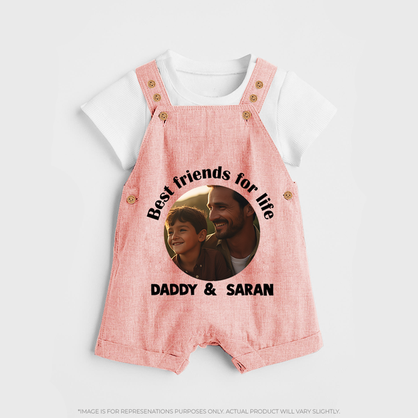 Personalized Baby dungaree Dad You Are My Hero   - PEACH - 0 - 5 Months Old (Chest 18")