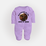 Personalized Baby Full Body Suit Dad You Are My Hero   - LILAC - New Born (Chest 7.5")
