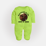 Personalized Baby Full Body Suit Dad You Are My Hero   - LIME GREEN - New Born (Chest 7.5")