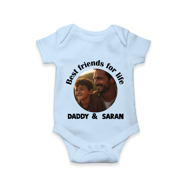 Personalized Baby Romper – Dad You Are My Hero  Onesie - BABY BLUE - New Born (Chest 14")
