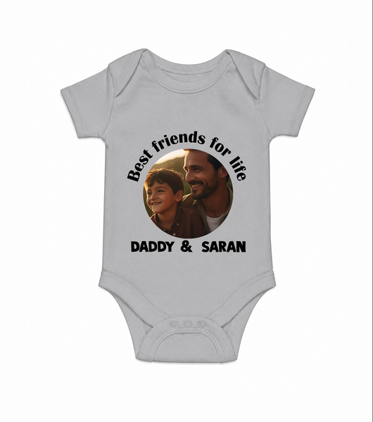 Personalized Baby Romper – Dad You Are My Hero  Onesie - GREY - New Born (Chest 14")