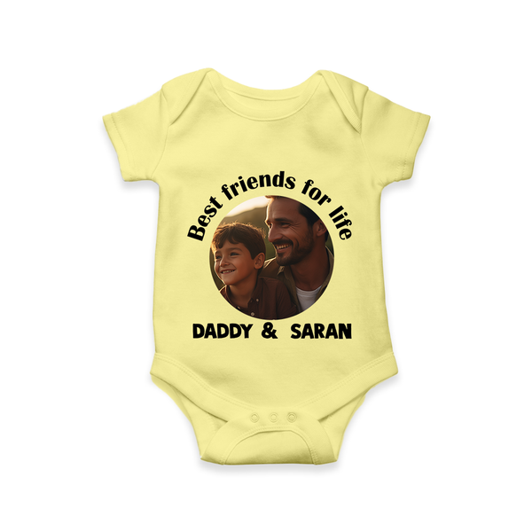 Personalized Baby Romper – Dad You Are My Hero  Onesie - PASTEL YELLOW - New Born (Chest 14")