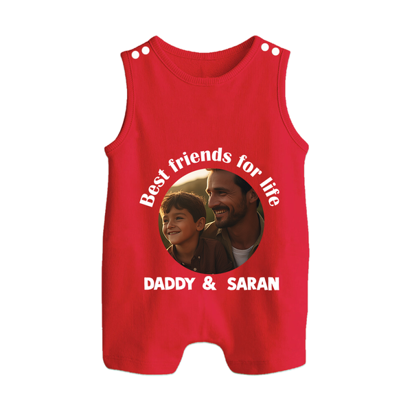 Personalized Baby Button Romper Dad You Are My Hero   - RED - New Born (Chest 18")