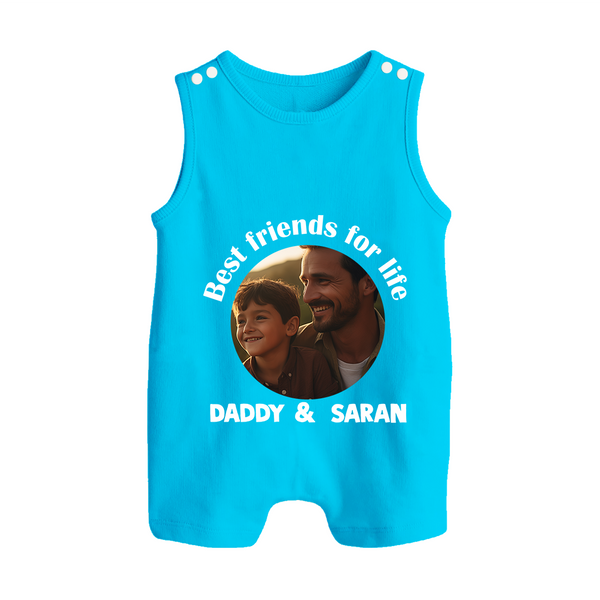 Personalized Baby Button Romper Dad You Are My Hero   - SKY BLUE - New Born (Chest 18")