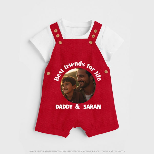 Personalized Baby dungaree Dad You Are My Hero   - RED - 0 - 5 Months Old (Chest 18")